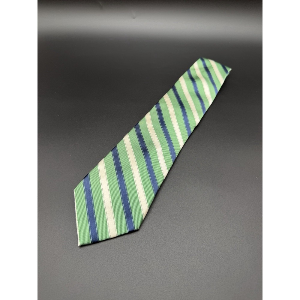 Jos A Bank Signature Collection Green Blue Stripe 100% Silk Men's Necktie